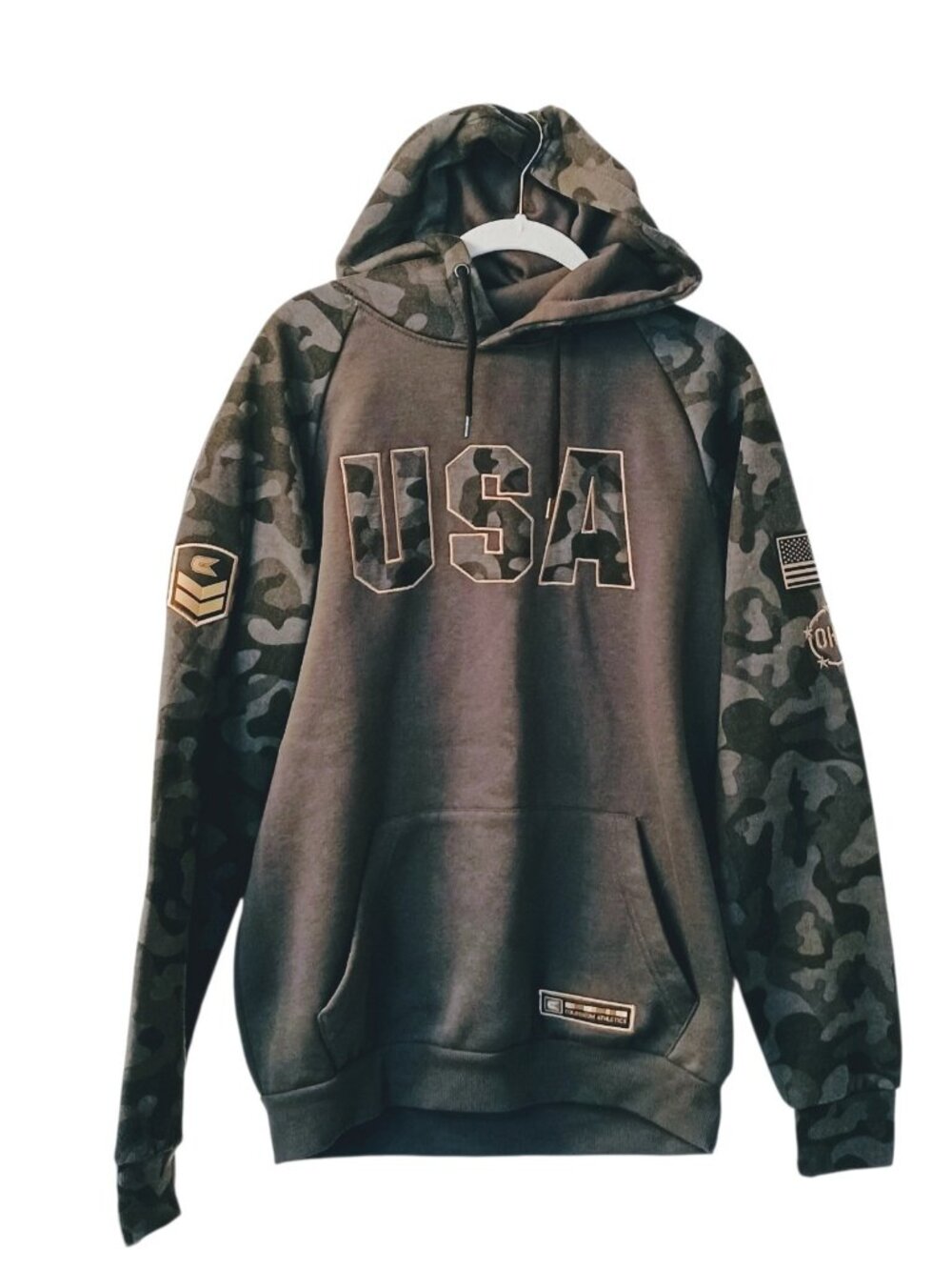 Men's Colosseum Charcoal USA OHT Military Appreciation Camo Hoodie Size Medium